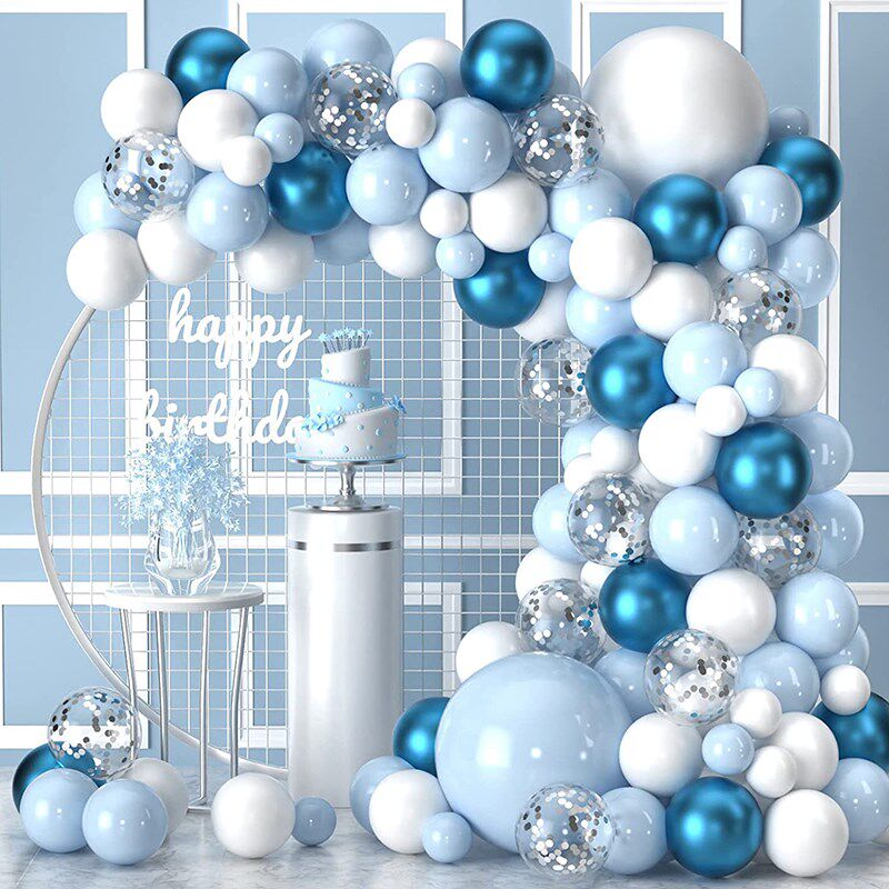 速发海洋蓝色气球套装气球链装扮生日装饰派对风小清新汽球