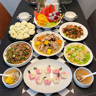 速发碗碟碗装 陶瓷餐具汤面碗筷米饭碗大套沙拉菜盘子 家用新5202款