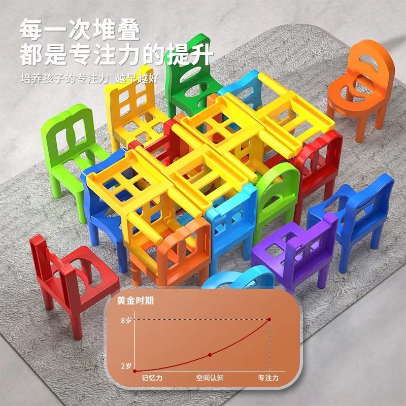 速发儿童叠叠乐玩具亲子互动多人桌游思维训练开发智力叠椅子益智