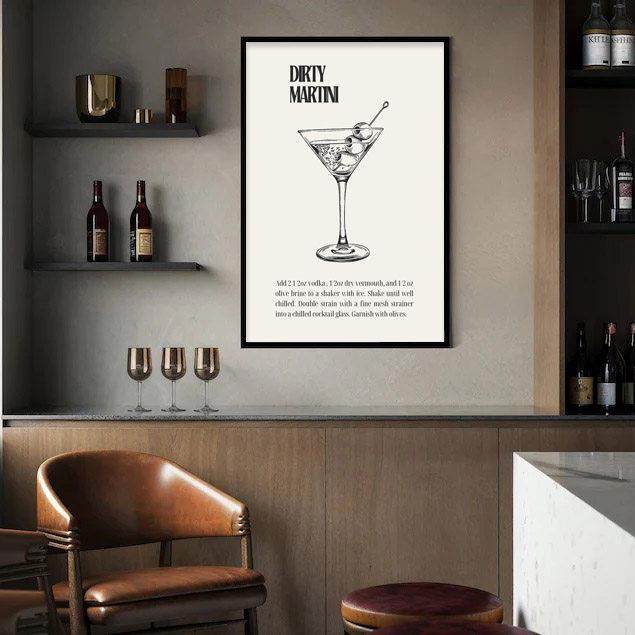 装饰画有框挂画酒吧咖啡馆调酒鸡尾酒西餐厅马天尼威士忌吧台酒柜