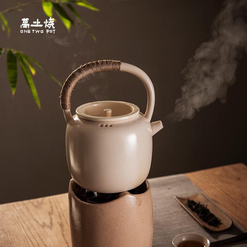 万土烧 日式明火煮茶壶烧水壶粗陶陶瓷煮水壶茶器家用功夫泡茶