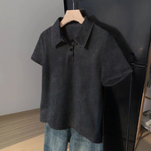 男款 美式 polo衫 T恤男士 复古做旧水洗纯棉翻领上衣男 短袖 2025夏季
