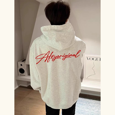 重磅纯棉连帽卫衣男秋冬加绒加厚美式高街oversize青少年潮牌外套