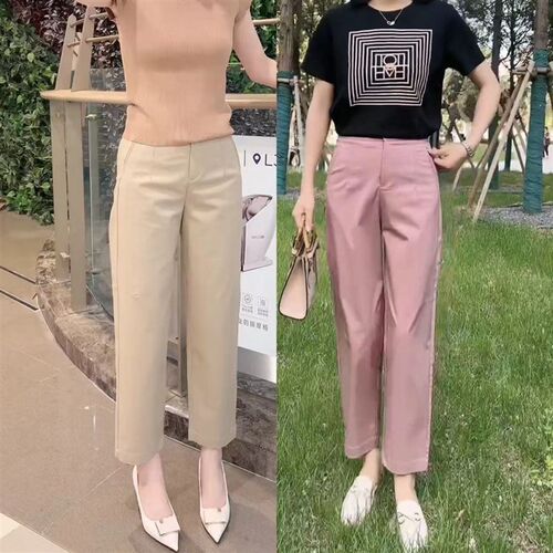 热销镰刀裤女2024夏季薄款小个子大码九分裤艾草休闲W裤百搭高腰