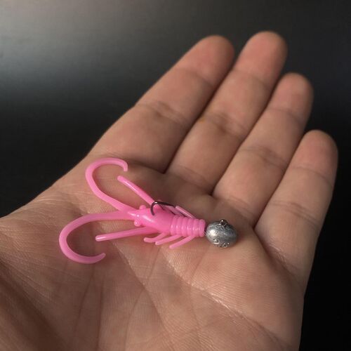 热销微物浮水虾4cm迷你铅头钩软D虫倒钓软饵黑坑内德根钓鲈鳜鱼飘