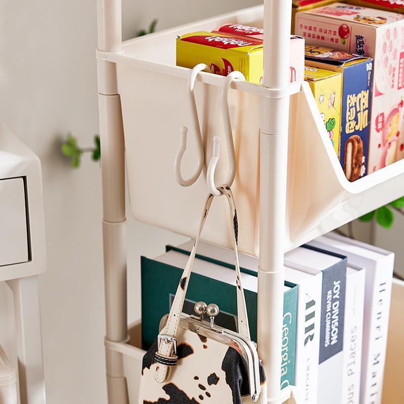 新款移动落地书架日式组装简易书架家用学生客厅收纳小推车置