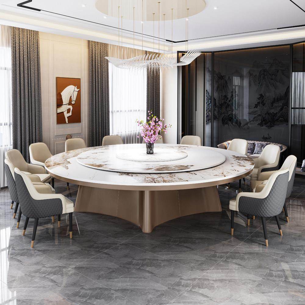 岩板酒店大圆桌电动大理石圆形餐桌会所包厢饭店家用火锅桌椅20人,住宅家具,岩板餐桌,淘宝优惠券,粉丝福利购,淘宝优惠卷