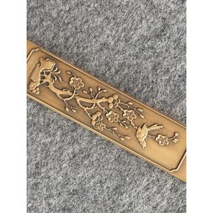 四季铜镇纸实心精雕铜镇纸高端定制礼品书法摆件文房四宝黄铜镇尺