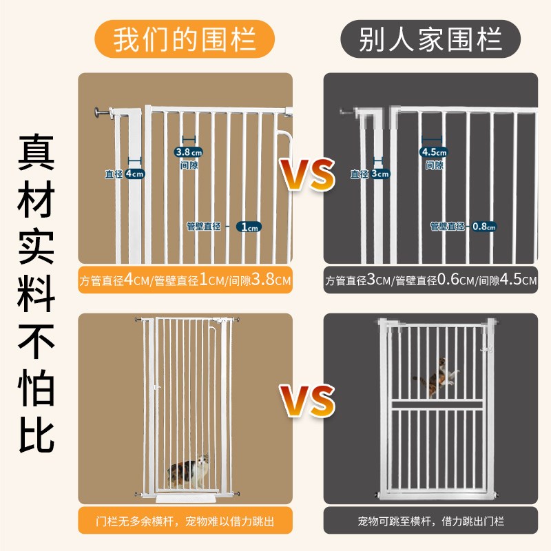 热销宠物围栏猫栅栏免打孔隔离门防猫门栏室内专用W加密猫咪安全