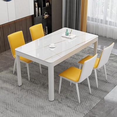 餐桌椅组合小户型钢化玻璃餐桌4人6人简约现代家用长方形吃饭桌子