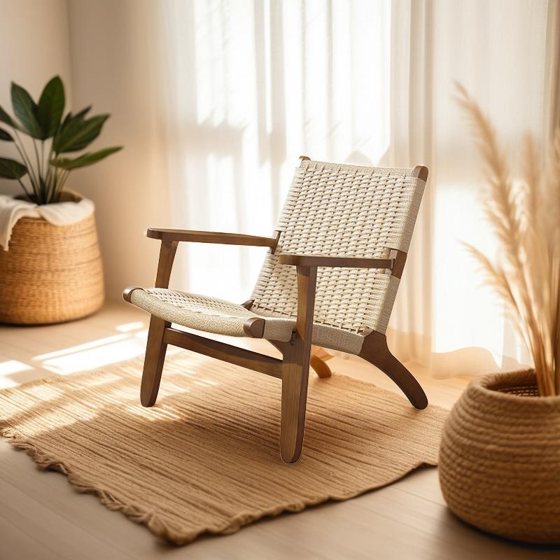 咖啡店家用客厅阳台靠背看书实木休闲 椅简约单人沙发椅懒人设计