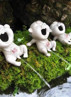 假山流水喷泉饰品水族鱼缸配件创意陶瓷尿桶景观盆景家居装饰