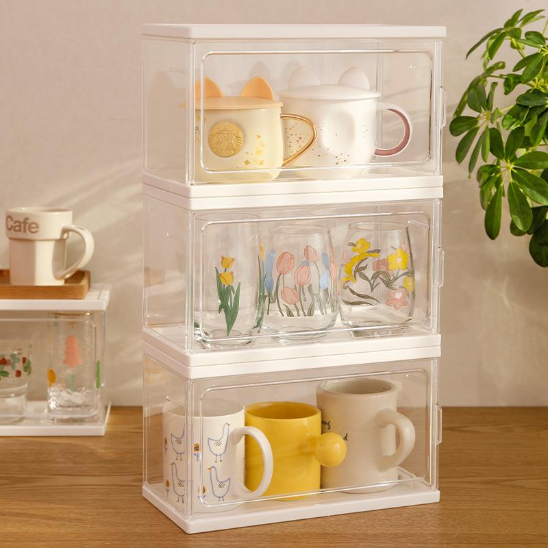 防尘水杯收纳盒取杯架水杯茶杯子置物架子桌面轻奢网红创意多功能