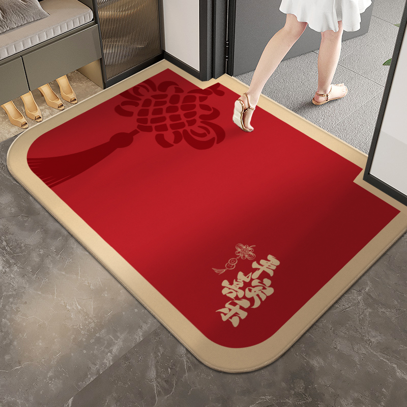 半圆入户门地垫家用脚垫进门门口玄关地毯红色喜庆地毯乔迁可裁剪