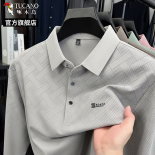 新款 啄木鸟长袖 2025秋季 polo衫 中年爸爸翻领t恤商务休闲上衣C 男士