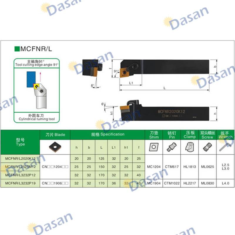 数控刀杆主偏角91°外圆车刀杆MCFNR2020K12/MCFNR2525M12