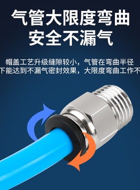 气动黑色精品螺纹直通快速接头PC4 6 10 12 PC8-02 M5 01 03 04