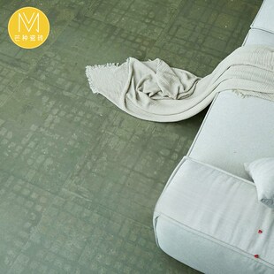 中古风绿色复古瓷砖格子水磨石地砖民宿咖啡店仿古砖餐厅阳台防滑