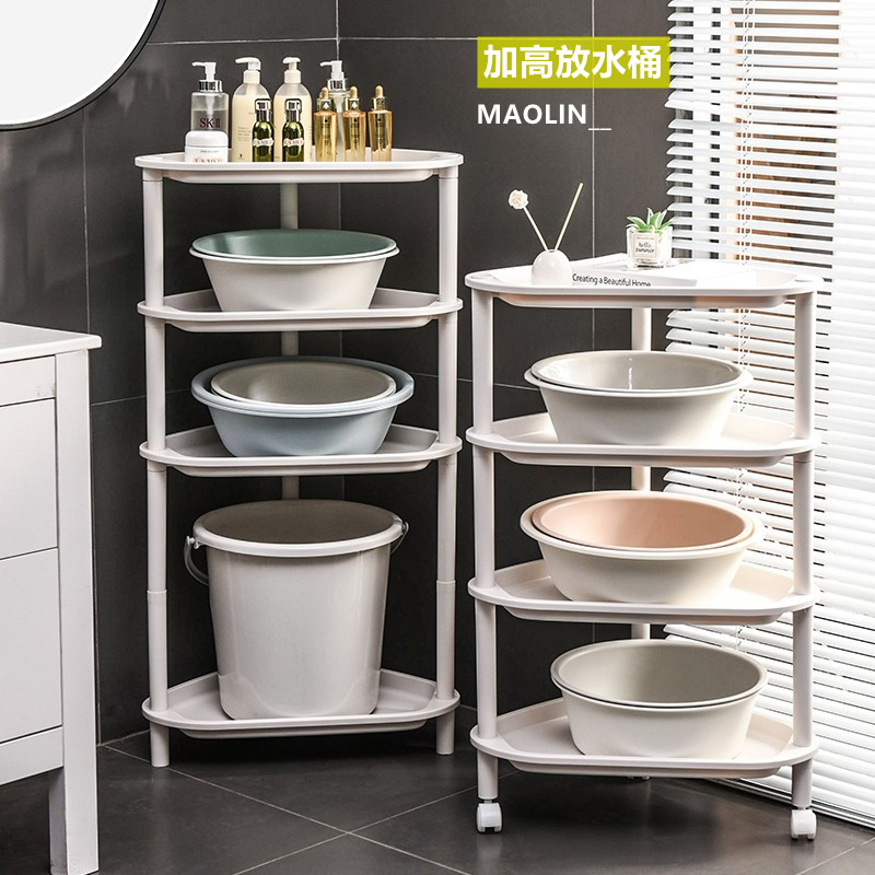 浴室塑料脸盆收纳j架卫生间置物架落地式厚三角形厕所放面盆水桶