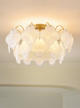 卧室灯吸顶灯法式轻奢水晶灯具客厅餐厅灯奶油风房间主卧灯413Z