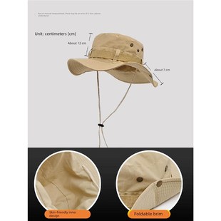 户外徒步登山帽男夏季防晒遮阳大檐牛仔渔夫帽男款太阳海边奔尼帽