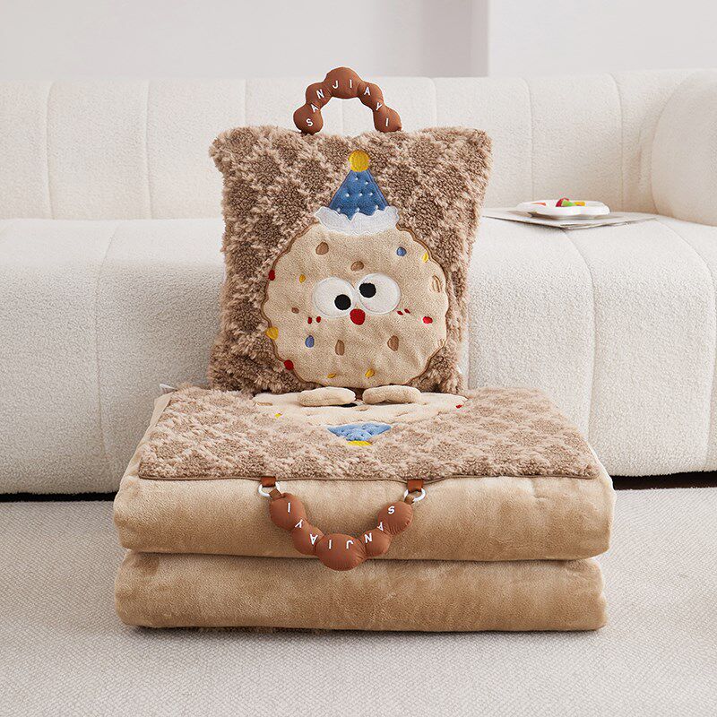 卡通女生手拎抱枕被子两用二合一毯子学生宿舍午休盖毯生日礼四季,居家布艺,抱枕被,淘宝优惠券,粉丝福利购,淘宝优惠卷