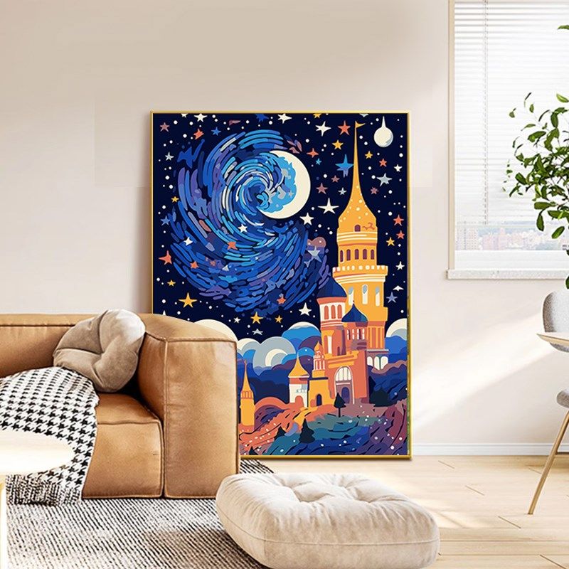 星空钻石画2025新款现代客厅钻石绣卧室满钻十字绣儿童房点钻小件,居家布艺,钻石绣,淘宝优惠券,粉丝福利购,淘宝优惠卷