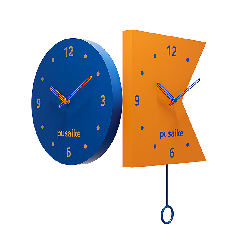 2023新款现代简约n客厅拐角双面挂钟家用转角时钟饭厅钟表挂墙挂