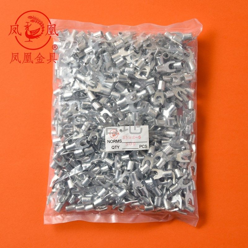 凤凰 SNB叉型裸端头SNB8-6 叉形冷压接线端子 紫铜国标 厚1.2MM