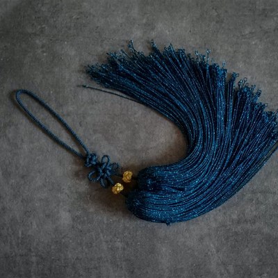 古法勾头回笼须流苏新款彩金线C手工回龙须 扇坠十八子老银配饰