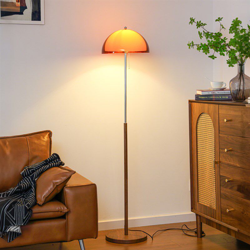 中古风落地灯客厅沙发旁置物架一体卧室床头柜高级感氛围立式台灯