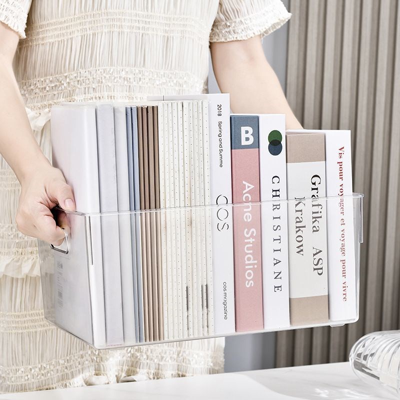 透明收纳盒A4纸绘本整理箱书架整理桌面I学生书籍书本大容量收纳