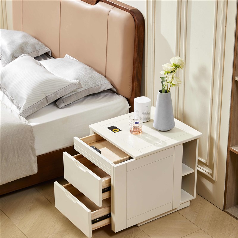 实木双暗格保险柜一体简约大L容量设计床头柜家用