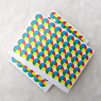 圆形四色彩色色标不干胶办公标签销控贴红黄蓝绿记号圆点自粘贴纸