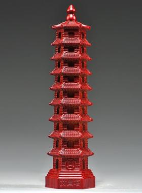 红色木雕十三层文昌塔摆件实木13层玄关客厅文昌塔书房装饰工艺品