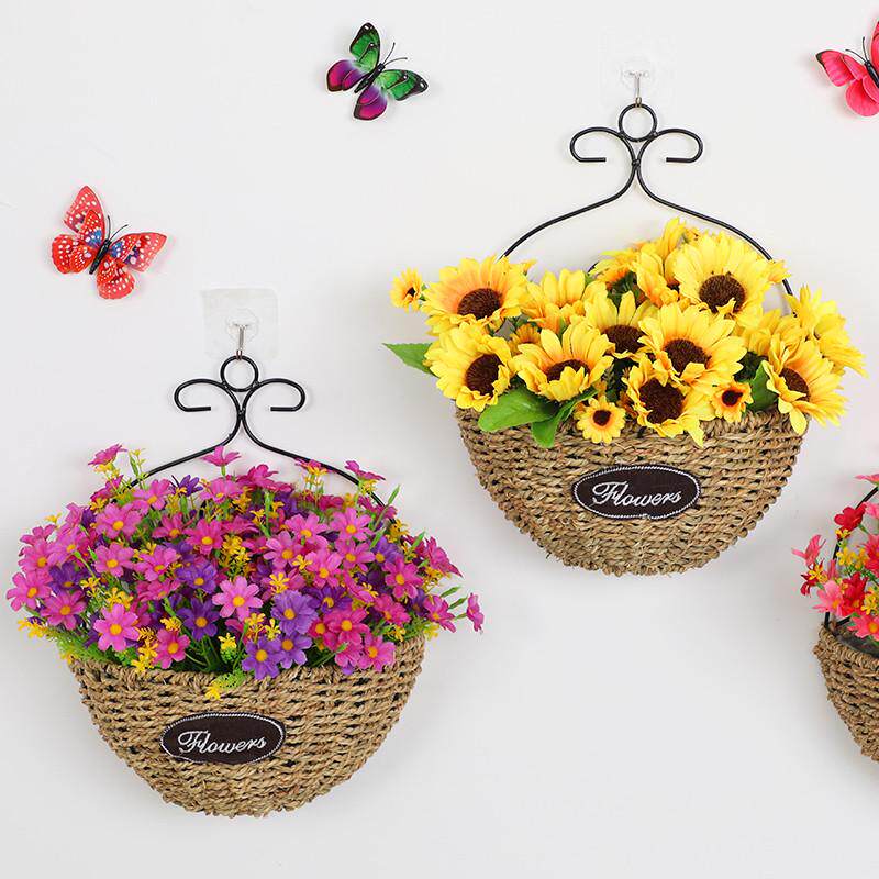 田园仿真花装饰品墙上墙壁花篮室内客厅餐厅悬挂家居假花植物壁挂