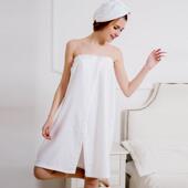 美容院浴裙女长款 可穿可裹客袍专用纯棉抹胸浴巾吸水家用夏季 浴袍