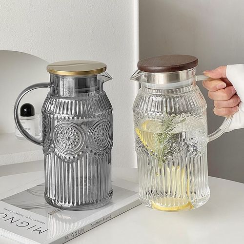 速发浮雕太花水璃冷玻壶凉用客厅大容量耐高温家白开水杯泡壶