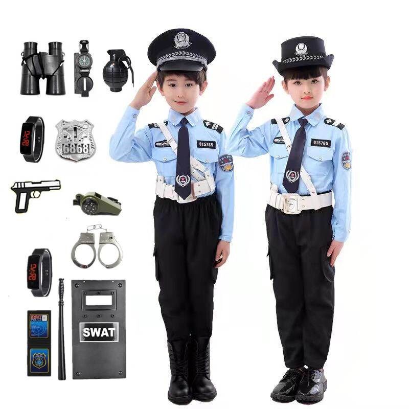 速发儿童警察服演出服警服制儿交警警官服装套装男童警装幼服