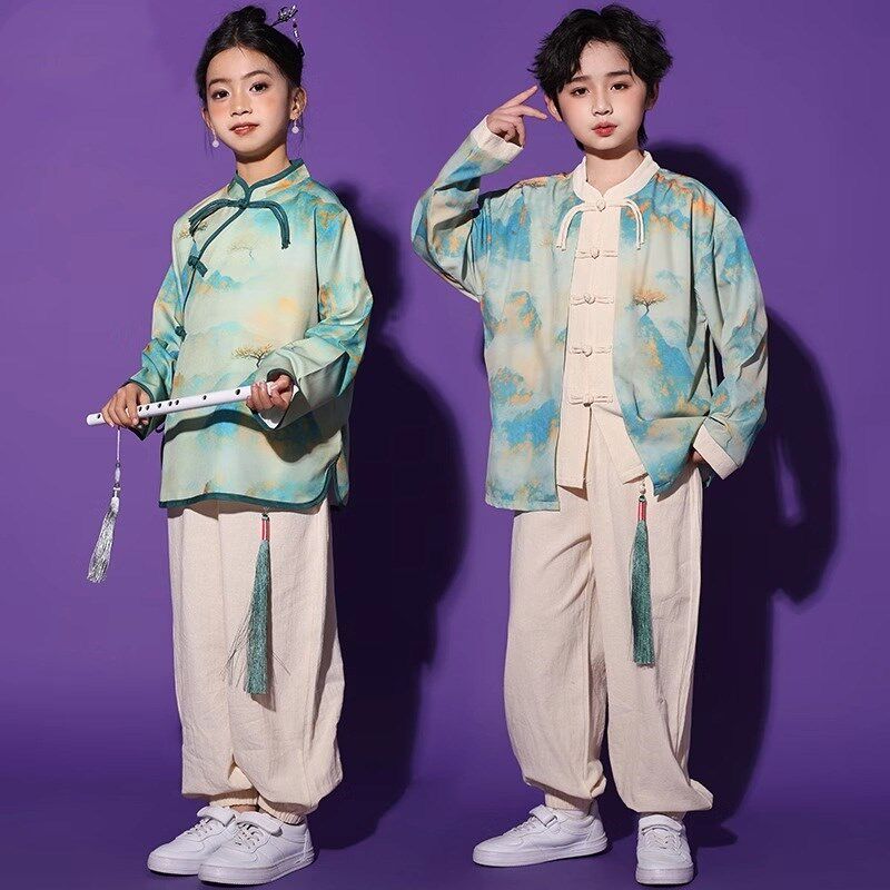 速发少儿中国风演出表男孩学国汉服中小学生朗诵合唱舞蹈服演服套