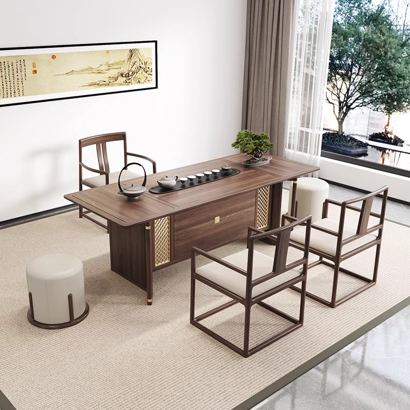 速发式中新实木茶桌2胡25新款高端轻奢高级感客厅家用0桃木茶台