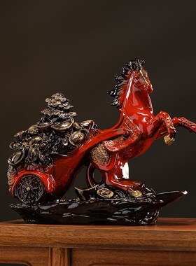 速发陶瓷到上有钱摆客马马成功家居件厅电视柜招财桌面生肖马工艺