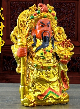 极速财神爷陶瓷佛像q家用佛龛立柜店铺请文武财神关公摆件