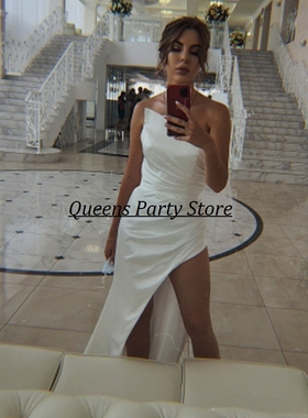 极速Ivory Party Gowns Ssheath Strapless Floor length Front/S