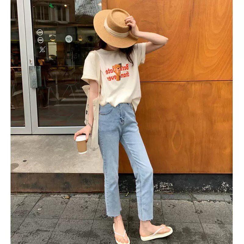 新品孕妇裤子女春秋款小t个子时尚直筒裤春夏薄款外穿孕早期九分