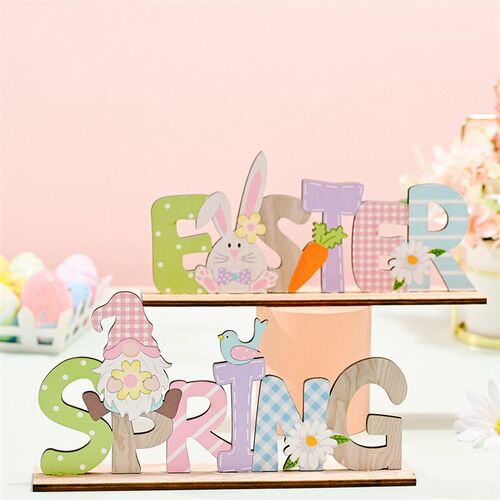 新品Easter Spring Wooden OrnamenCt Easter Decor For Home Rab