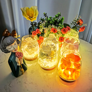 极速台灯卧室床头柜少女盐u灯矿石香薰精油情调小夜灯创意装饰生