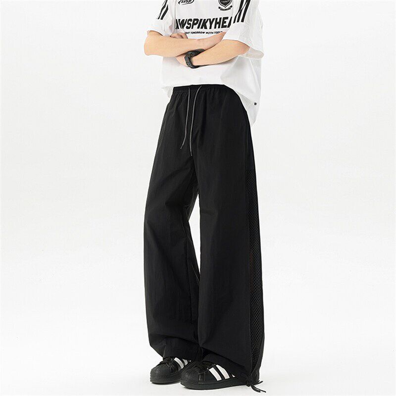 新品网眼透气速干伞兵休闲裤子男夏季薄款宽松R直筒运动户外登山