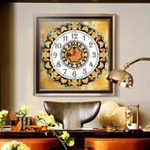 极速美式 饰画带钟表免打孔E遮挡配电箱电闸盒客厅挂画欧 电表箱装