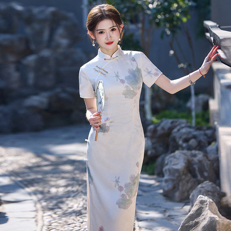 新品新中式旗袍2025年轻w款少女国风长款新中式夏季改良连衣裙气